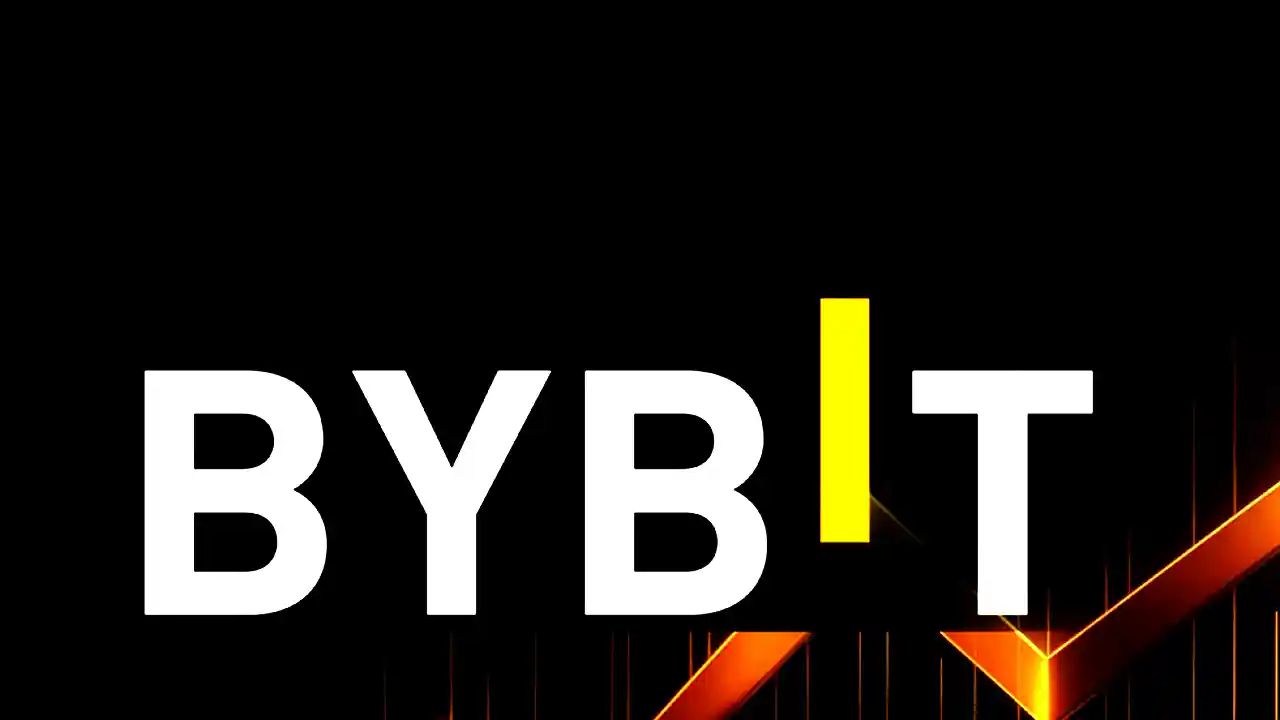 ByBit logo with rising graph symbolizing increased market share.
